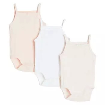 Комплект боди H&M Sleeveless, 3 штуки, светло-розовый/белый/розовый