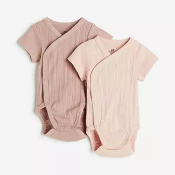 Комплект боди H&M Wrapover, 2 пары, светло-розовый/бежево-розовый