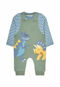 Комплект боди и комбинезон DINOSAUR APPLIQUE SET REGULAR FIT JoJo Maman Bb, зеленый/голубой