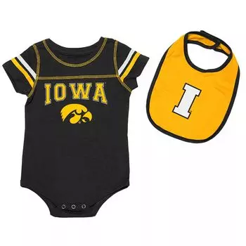 Комплект боди и нагрудника Colosseum Iowa Hawkeyes шоколадного цвета для новорожденных и младенцев черного/золотого цвета Colosseum