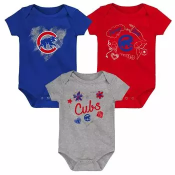 Комплект боди Infant Royal/красный/серый из трех комплектов боди Chicago Cubs Batter Up Outerstuff