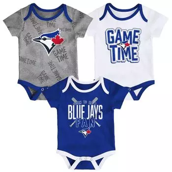Комплект боди из трех частей для новорожденных и младенцев Toronto Blue Jays Royal/Белый/Серый с меланхолией Game Time Outerstuff