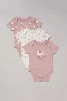 Комплект боди из трех частей с цветочным принтом Homegrown, розовый