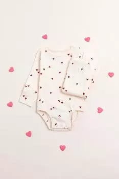 Комплект боди с сердечками и леггинсами ZARA, кремовый