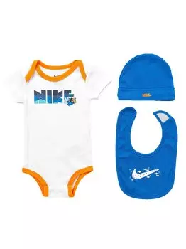 Комплект боди, шапки и нагрудника Nike, белый