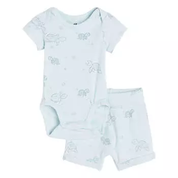Комплект боди + шорты H&M Cotton, 2 предмета, голубой