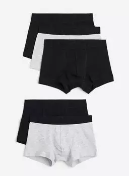 Комплект боксеров 5 штук H&M Boxer set, черный/светло-серый