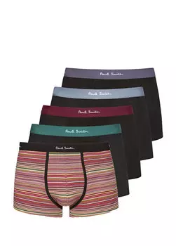 Комплект боксеров из 5 предметов из органического хлопка Paul Smith, черный