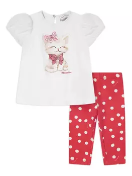 Комплект брюк из хлопка Monnalisa, белый