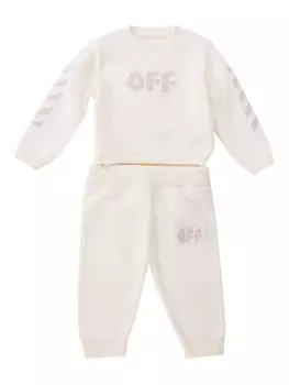 Комплект брюк с круглым вырезом и логотипом Off-White Kids, нейтральный цвет