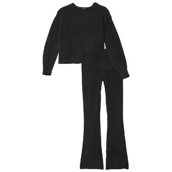 Комплект брюки и пуловер Victoria's Secret Cozy Knit Crewneck Flare, черный