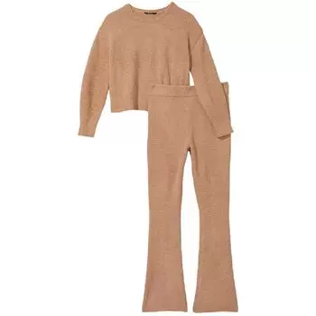 Комплект брюки и пуловер Victoria's Secret Cozy Knit Crewneck Flare, светло-коричневый