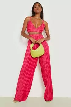 Комплект брюлет и широкие брюки Boohoo, розовый