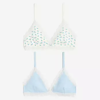 Комплект бюстгальтеров H&amp;M Ribbed, 2 предмета, светло-голубой