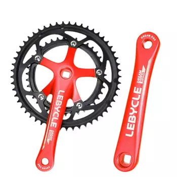 Комплект цепей LeBycle для горного велосипеда, однодисковый, с положительными и отрицательными зубьями, диск с квадратным отверстием, модификация шатуна, большие аксессуары для рулетки (цепь 53/39T, матовый красный)