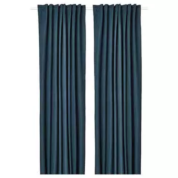 Комплект частично затемняющих штор Ikea Rosenmandel, 2 шт, 135x250 см, темно-синий