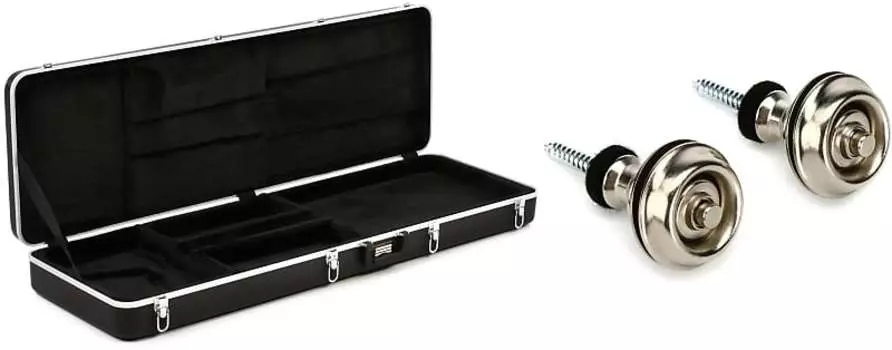 Комплект чехлов для электробас-гитары Gator GC-Bass Deluxe ABS с двойной системой фиксации ремешка Dunlop Straplok - никель Gator + Dunlop GC-Bass=1 SLS1031N=1