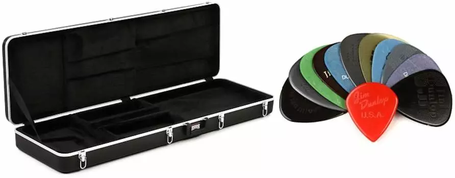 Комплект чехлов для электробас-гитары Gator GC-Bass Deluxe ABS с набором медиаторов Dunlop PVP102 — средний/тяжелый Gator + Dunlop GC-Bass=1 PVP102=1