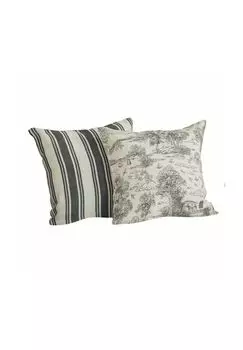 Комплект чехлов на подушки (2 шт.) Espritique серый/бежевый Loberon, размер: ширина 40см, высота 40см.