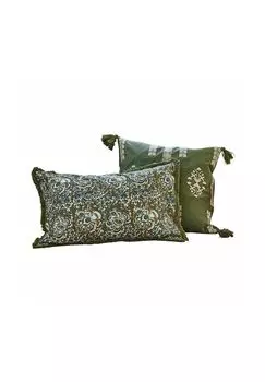 Комплект чехлов на подушки Vallorcine, 2 шт. зеленый/коричневый Loberon, размер: ширина 60см, высота 40см.