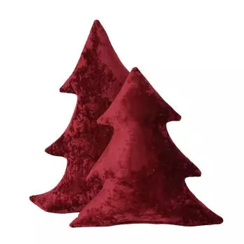 Комплект декоративных фигурных бархатных подушек в форме елочки, вишнево-красный, размер M+L Deco Haus