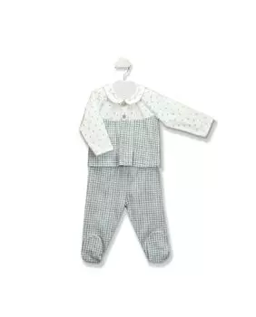 Комплект детских леггинсов с лимонным и клетчатым принтом BABID, светло-синий