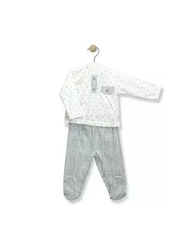 Комплект детских леггинсов с лимонным и клетчатым принтом BABID, светло-синий