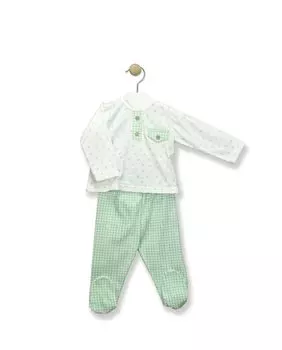 Комплект детских леггинсов с лимонным и клетчатым принтом BABID, зеленый