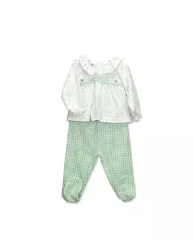 Комплект детских леггинсов с лимонным и клетчатым принтом BABID, зеленый