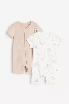 Комплект детских пижам H&amp;M Cotton, 2 предмета, пудрово-розовый/белый
