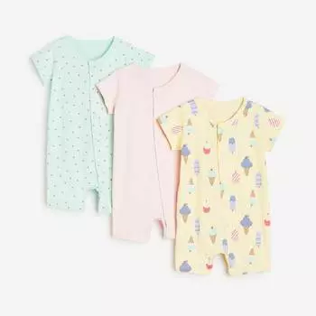 Комплект детских пижам H&M Cotton, 3 предмета, мультиколор