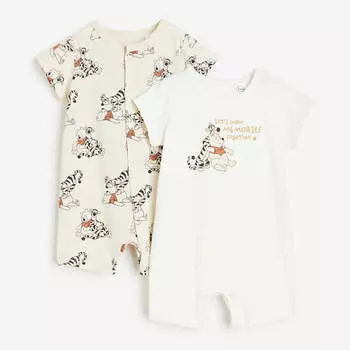 Комплект детских пижам H&M Winnie The Pooh Printed, 2 предмета, белый/светло-бежевый