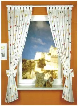 Комплект детских штор heimtexland , 4 предмета, украшение на окно, батистовая петля, боковые шторы, подхваты для детской комнаты, декоративная штора, полупрозрачная, Type803, детские мотивы, В x Ш 180 x 145 см, мультиколор