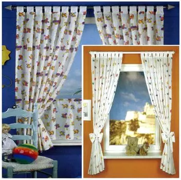 Комплект детских штор heimtexland , состоящий из 4 предметов. Украшение окна. Батистовая петля. Боковые шторы. Подхваты для детской комнаты., мультиколор