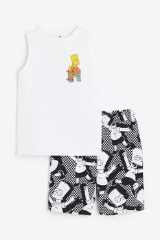 Комплект детский H&M x The Simpsons Printed, 2 предмета, белый