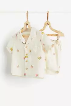 Комплект детский рубашка и шорты H&M Linen, светло-бежевый