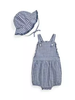 Комплект детского боди и шапочки Ralph Lauren, цвет Blue/Off White