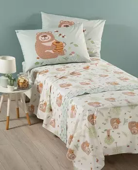 Комплект детского постельного белья Caleffi Grove Pure Cotton, 3 предмета, нефритовый/мультиколор