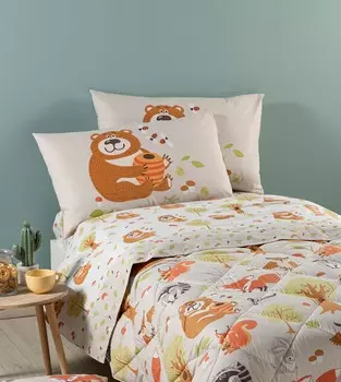 Комплект детского постельного белья Caleffi Grove Pure Cotton, 3 предмета, натуральный/мультиколор