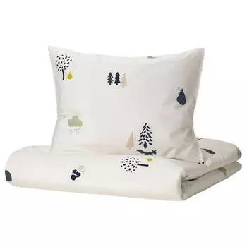 Комплект детского постельного белья Ikea Barndrom, 2 предмета, 140x200/80x80, разноцветный