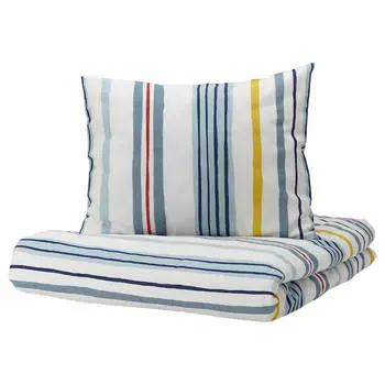 Комплект детского постельного белья Ikea Nattslanda Strips, 2 предмета, 140x200/80x80, мультиколор