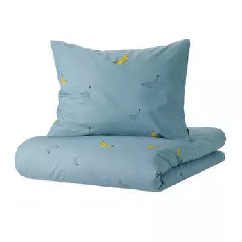 Комплект детского постельного белья Ikea Vankrets Banana, 2 предмета, 140x200/80x80, синий