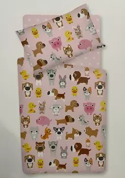 Комплект детского постельного белья Vallesusa Puppies, 2 предмета, розовый