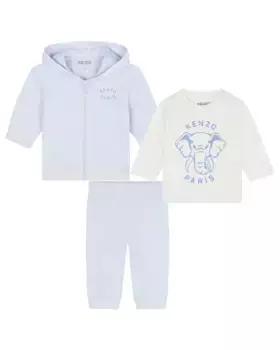 Комплект детского спортивного костюма и футболки Kenzo Kids, светло-голубой