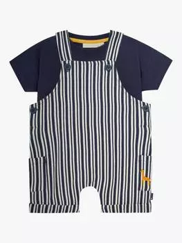 Комплект детской футболки и комбинезона в полоску JoJo Maman Bb, темно-синий