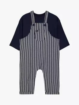 Комплект детской футболки и комбинезона в полоску JoJo Maman Bb, темно-синий