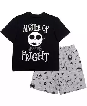 Комплект детской футболки и шорт с изображением Джека Скеллингтона «Кошмар перед Рождеством» для мальчиков Disney, серый