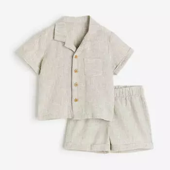 Комплект детской одежды рубашка и шорты H&amp;M Patterned, бежевый/белый