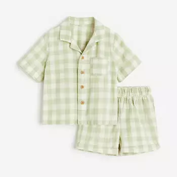 Комплект детской одежды рубашка и шорты H&M Patterned, светло-зеленый