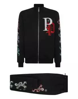 Комплект для бега: толстовка с капюшоном/брюки Skeleton PHILIPP PLEIN, черный